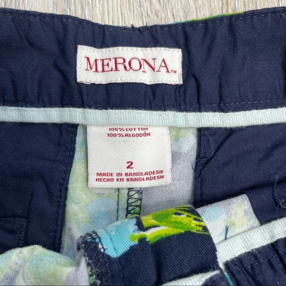 Merona Navy Blue Floral Shorts Sz 2